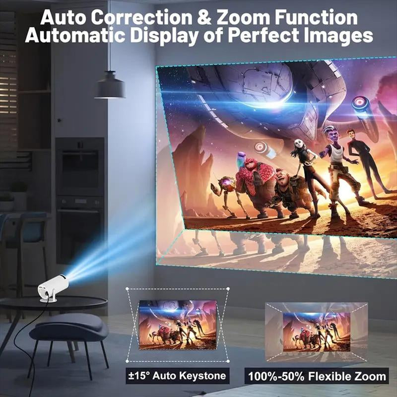 1080P HD Smart Projector with 4K Support, WIFI and Bluetooth Compatible