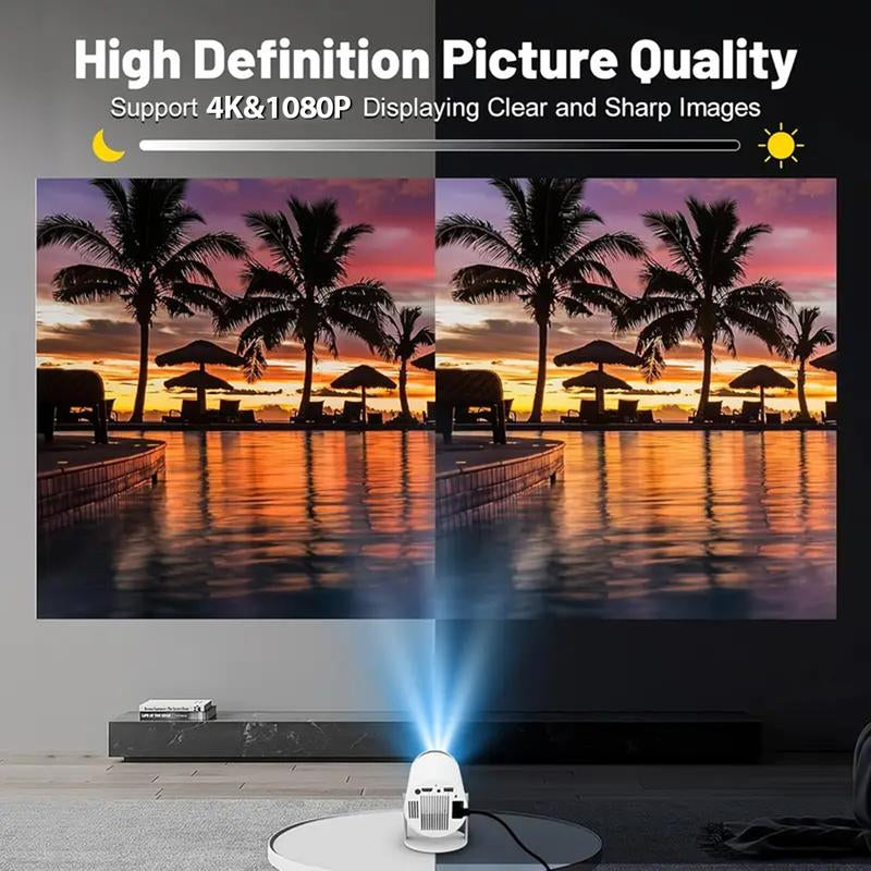 1080P HD Smart Projector with 4K Support, WIFI and Bluetooth Compatible