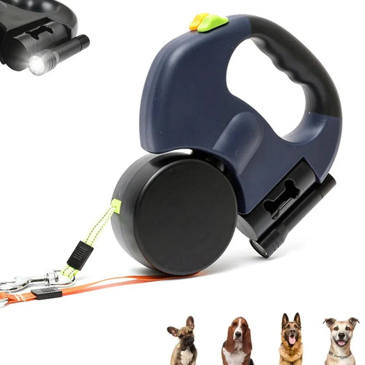 PetPros Double Head Retractable Pet Leash with LED Lights and Leash Locking Capability